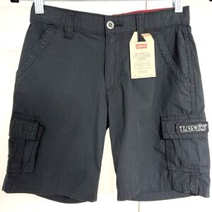NEW Levi's Boys Black Cargo Shorts Size‎ 10 100% Cotton Adjustable Waist NWT